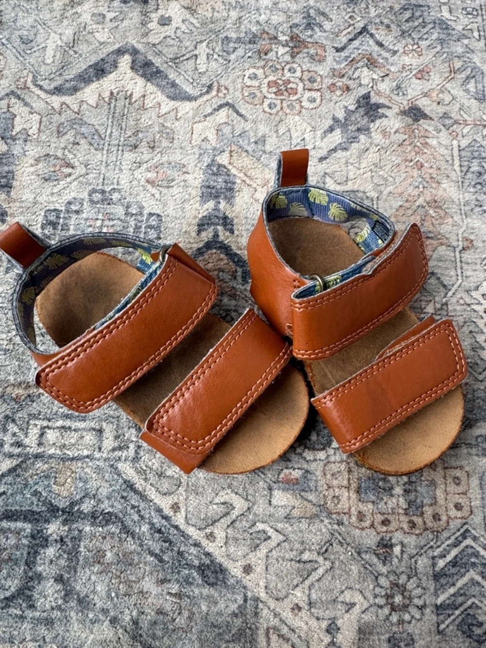 Wonder Nation Toddler Sandals Size 4 Brown Double Strap Shoes